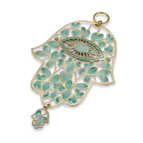 Hamsa Leaves & Hearts Green