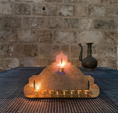 Hamsa Oil  Menorah  Blue